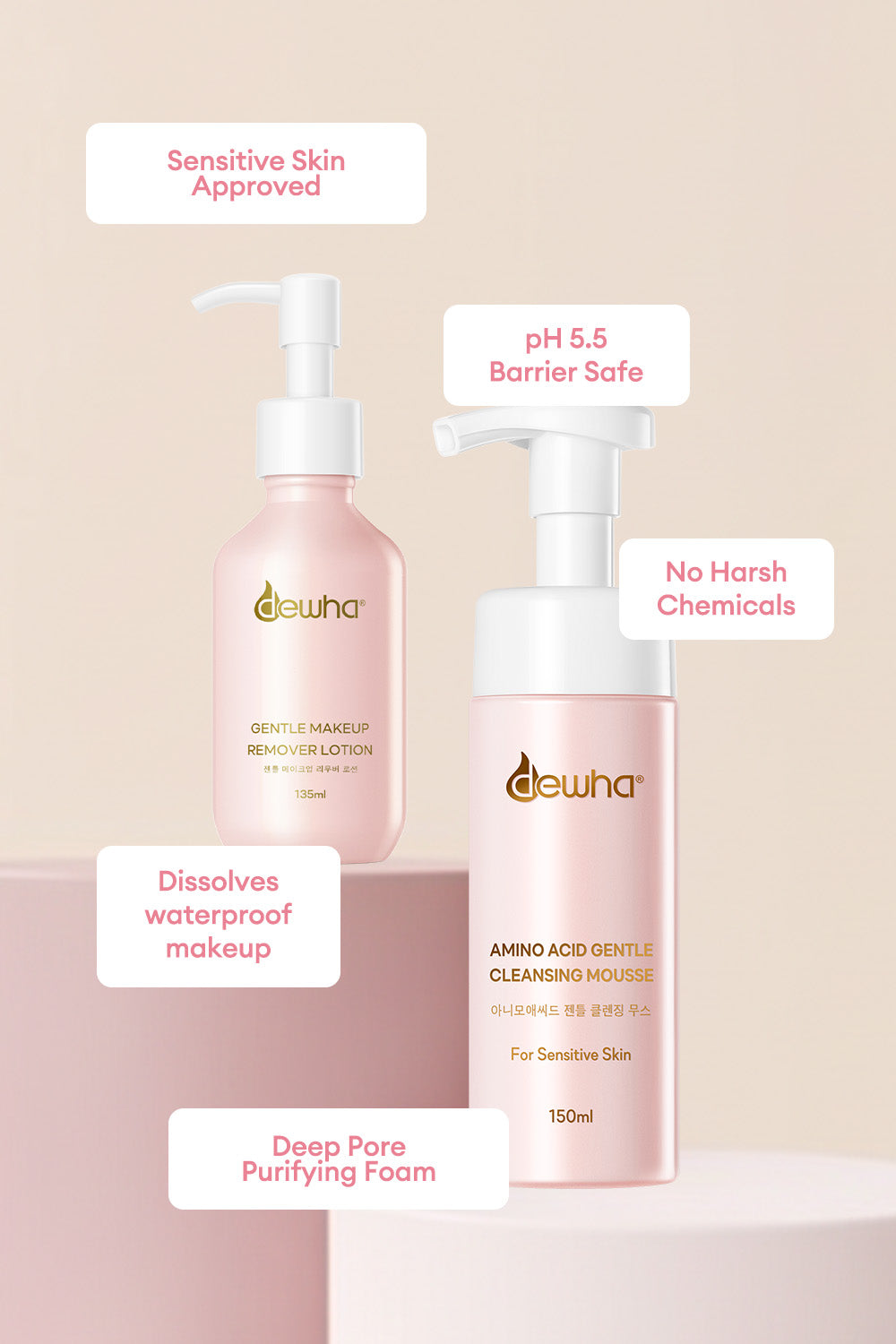 Gentle Makeup Remover Lotion (135Ml) + Amino Acid Gentle Cleansing Mousse (150Ml)