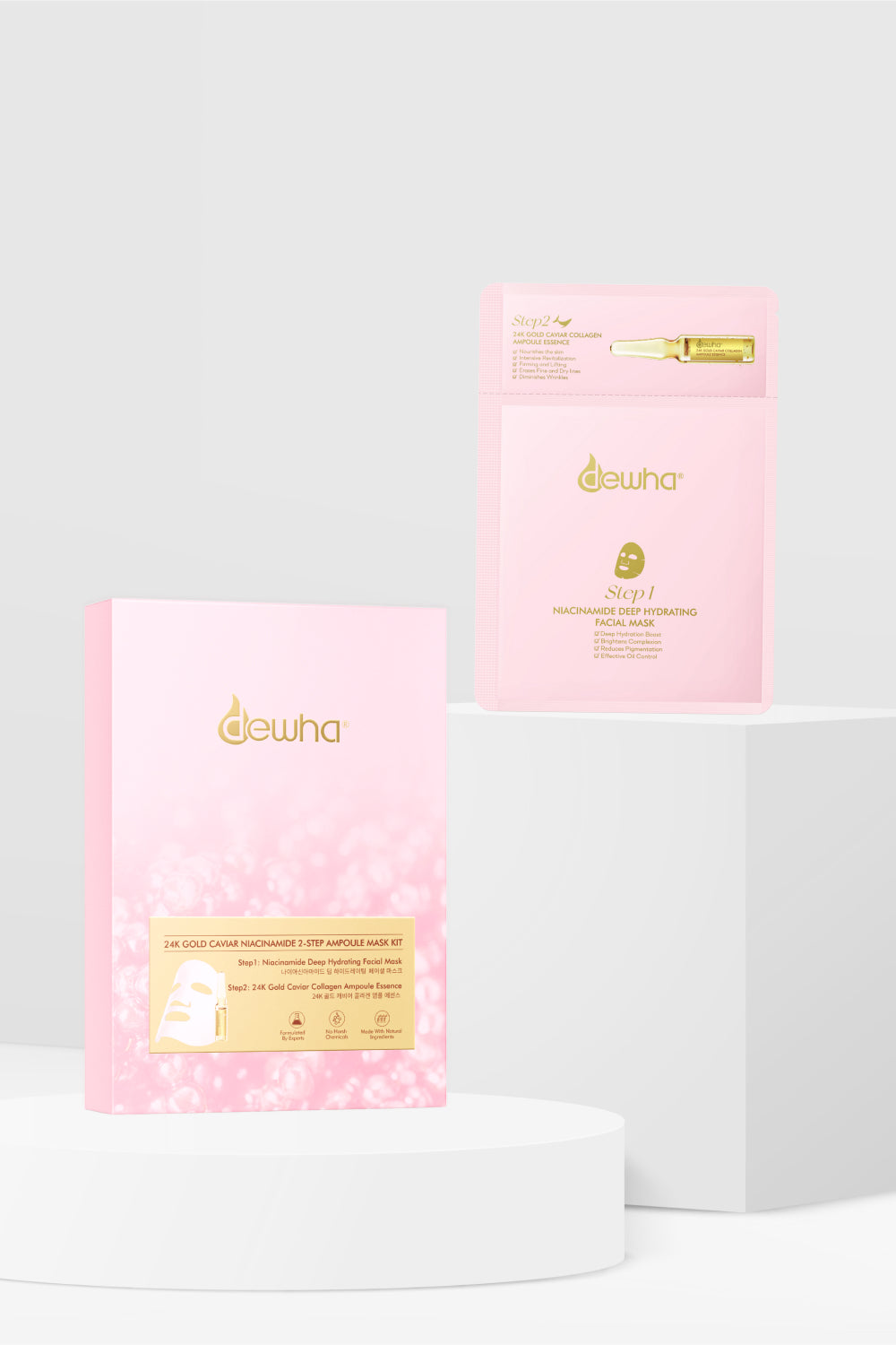 Dewha 24K Gold Caviar Niacinamide 2-step Ampoule Mask Kit (5 sheets) - Dewha