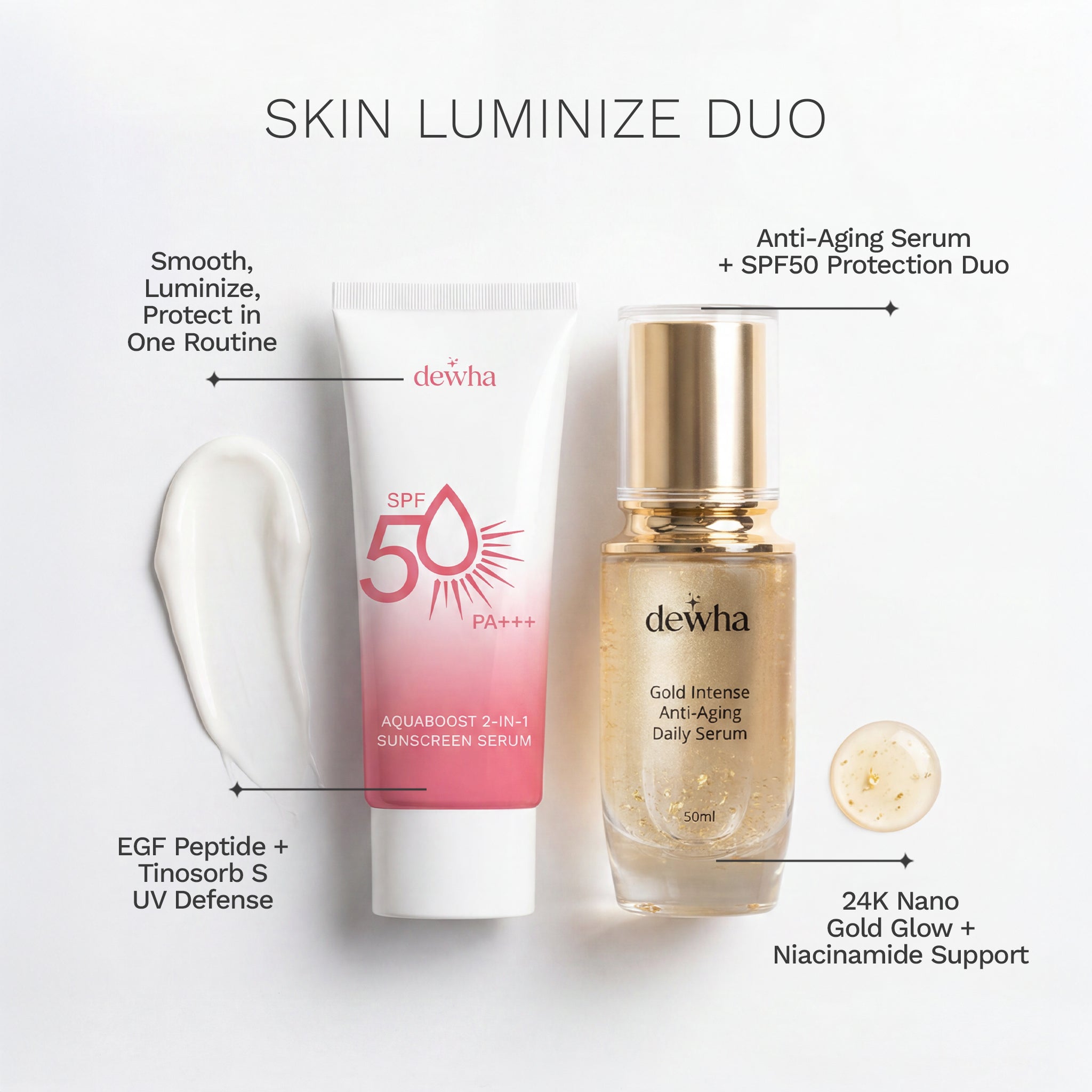 Skin Luminize Duo: Gold Serum + Sunscreen